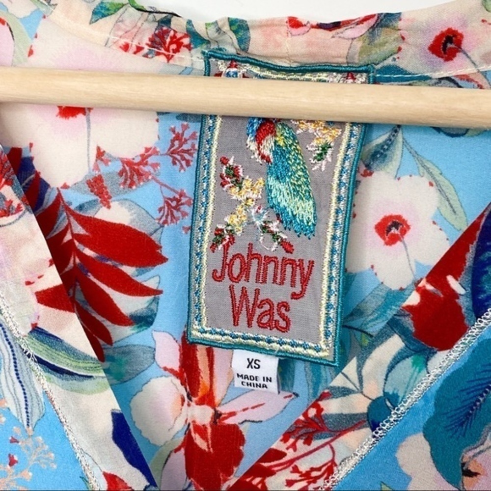 Johnny Was long sleeves floral adjustable waist tie button front closure dress - Picture 7 of 15